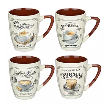 Кружка 380 мл, MILLIMI Кофе-бар, керамика, 4 дизайна