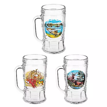 Кружка для пива 500мл с деколью в асс-те, стекло, подар/уп