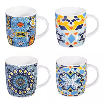 Кружка фарфоровая 350 мл, 4 дизайна, "Этно"