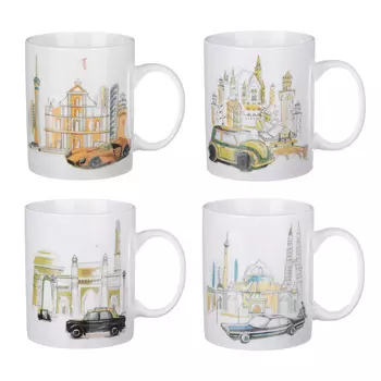 Кружка керамическая 350 мл, 4 дизайна, MILLIMI "Вояж"