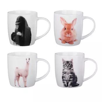 Кружка керамическая 360 мл, 4 дизайна, MILLIMI "Зооуголок"