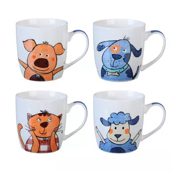 Кружка керамическая 365 мл, 4 дизайна, MILLIMI "Дружок"