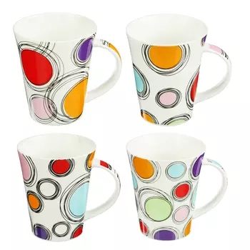 Кружка керамическая 370 мл, 4 дизайна, MILLIMI "Радуга"