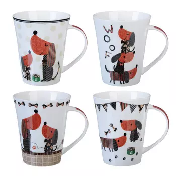 Кружка керамическая 370 мл, 4 дизайна, MILLIMI "Таксы"