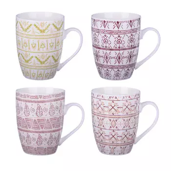 Кружка керамическая 380 мл, 4 дизайна, MILLIMI "Ацтеки"