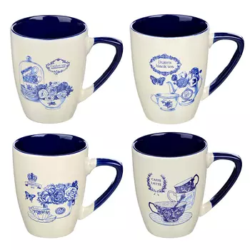 Кружка керамическая 380 мл, 4 дизайна, MILLIMI "Чаепитие"