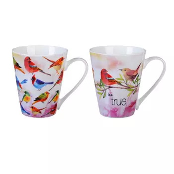 Кружка керамическая 400 мл, 2 дизайна, MILLIMI "Колибри"