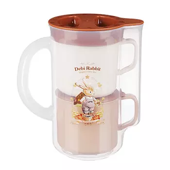 Кувшин с кружками ,1000 мл + 2 по 250 мл, пластик, "Зайчата"