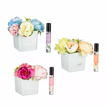 LADECOR Аромадиффузор 100 мл, с декором, цветы, 12,8x12x13,6см, 3 вида