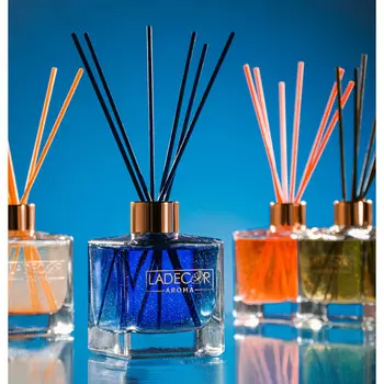 LADECOR Аромадиффузор с палочками, с блестками, 200 мл, 4 аромата
