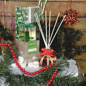 LADECOR Ароманабор 100мл с палочками, с ароматами рождественского пряника, ванили-мандарина