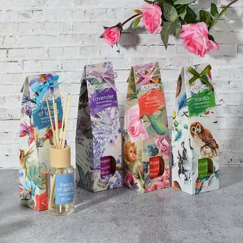 LADECOR Ароманабор 50мл с 6 палочками,4 аромата (весенние лепестки, роза, лаванда, ваниль)