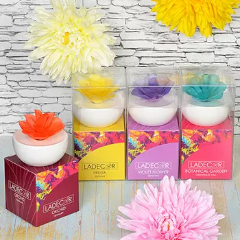 LADECOR Ароманабор 50мл с керамич. диффузором, с ароматами фиалки, орхидеи,фрезии,цветочного сада