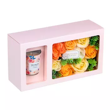 LADECOR Ароманабор подарочный из мыльных лепестков и свеча, 25x13.5x8.5 см, пластик, стекло, парафин