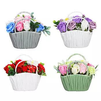LADECOR Букет из мыльных лепестков в корзинке, 17,5х17х8см, 4 цвета