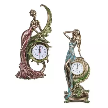 LADECOR Часы-статуэтка в виде девушки, полистоун, 33х14х11см, 1хАА/1хААА, 2 дизайна