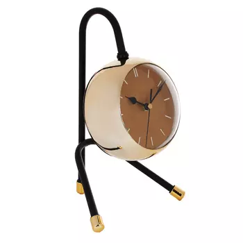 LADECOR CHRONO Часы настольные металлические, 17x16x25,5 см, 1xAA, цвет бежевый