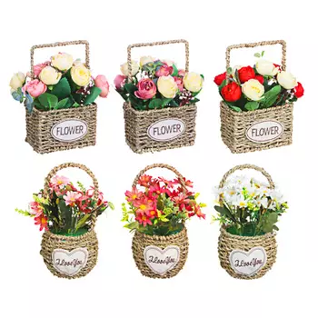 LADECOR Цветочная композиция в корзине, 13х7,5х21см, 9,5х21см, металл, пластик, 6 видов