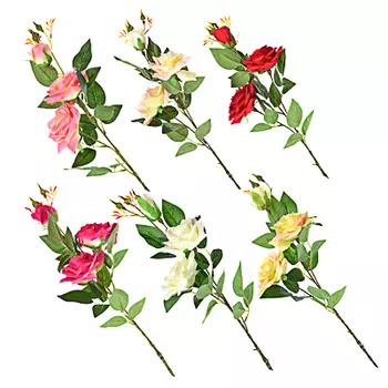 LADECOR Цветок искусственный в виде ветки с розами, пластик, полиэстер, 94 см, 6 цветов