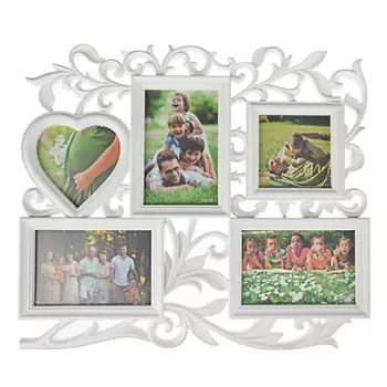 LADECOR Фоторамка на 5 фотографий, 42х37см, пластик, белая