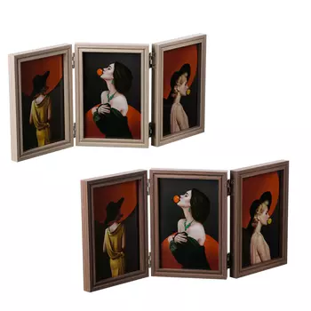 LADECOR Фоторамка настольная складная, на 3 фото 10х15см, дерево, 2 цвета