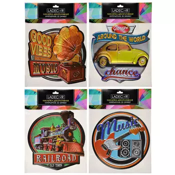 LADECOR Наклейка декоративная интерьерная, 3D эффект, 4 дизайна, 30,5х41