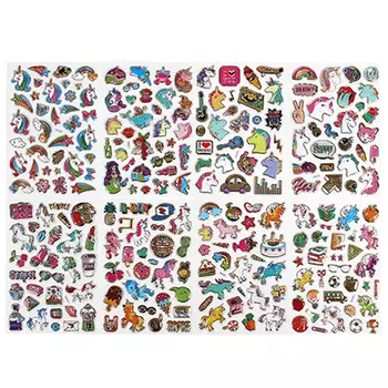 LADECOR Наклейка декоративная с фольгир. слоем, объемная, "Единороги", 26х15 см, бумага, 8 дизайнов