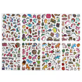 LADECOR Наклейка декоративная с фольгир. слоем, объемная, "Единороги", 26х15 см, бумага, 8 дизайнов