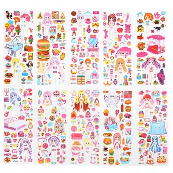 LADECOR Наклейка декоративная с фольгированным слоем, объемная, "Наряды", 25х9 см, бумага, 10 видов