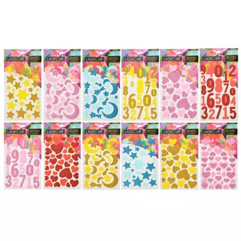 LADECOR Наклейка декоративная с глиттером , 13,5х25 см, ПЕВА , 12 дизайнов