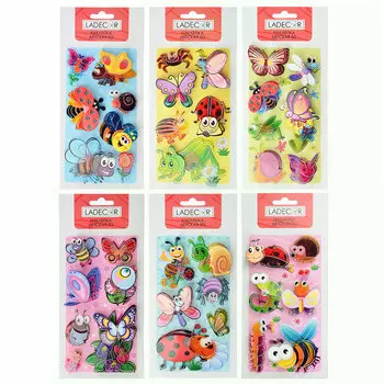 LADECOR Наклейка детская 5D, 23х11см, пластик, бумага, 6 дизайнов, арт.12-00