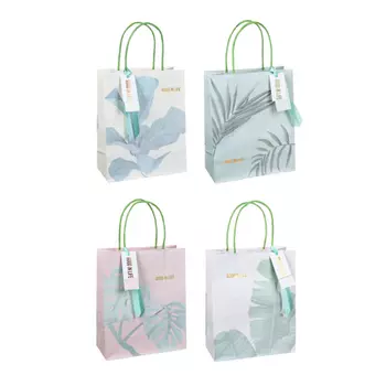 LADECOR Пакет подарочный крафт, высококач.бумага, с текстил.лентой, 21x25,5x10см, 4 дизайна, Е-3