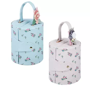 LADECOR Шкатулка для украшений, 3 яруса с секциями, 14х17см, полиэстер, 2 цвета