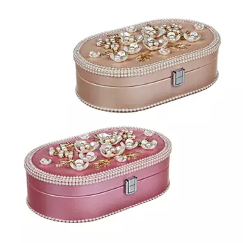 LADECOR Шкатулка для украшений, съемный ярус с секциями, 22,5х13,5х6,5см, полиэстер, 2 цвета