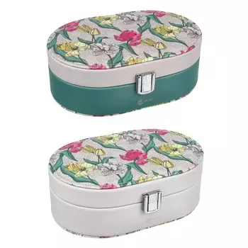 LADECOR Шкатулка для украшений с отделениями и зеркалом 17,5х11,5х6 см, полиэстер, 2 дизайна