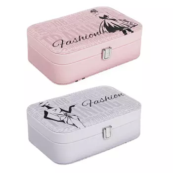 LADECOR Шкатулка для украшений с зеркалом и секциями, 22х14,5х7см, полиэстер, 2 цвета