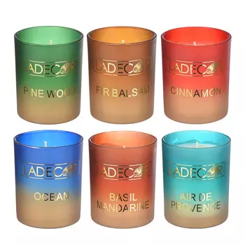 LADECOR Свеча ароматическая в стеклянном стакане, 8х84см, 6 ароматов