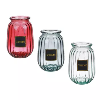 LADECOR Ваза стеклянная, 18 см, 3 цвета