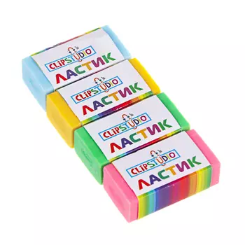 Ластик ClipStudio в картонном держателе, 4 цвета