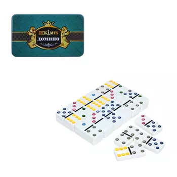 LDGames Домино в металлическом боксе, 19х11х2 см, пластик