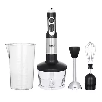 LEBEN Блендер электрический 600Вт, чоппер, венчик, мерный стакан, регулировка скорости 269-016
