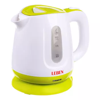 LEBEN Чайник электрический 1,0л, 900Вт, скрытый нагр.элемент, пластик, подсветка, 1 291-012