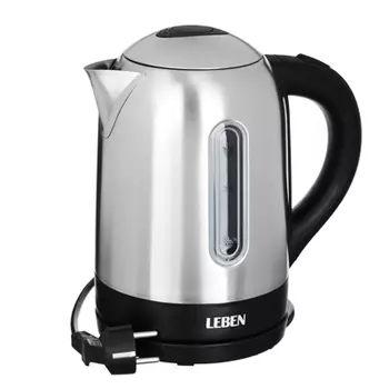 LEBEN Чайник электрический 1,7л, 1850Вт, скрытый нагр. элемент, нержавеющая сталь. 291-014