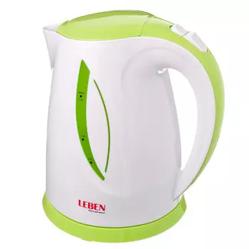 LEBEN Чайник электрический 1,7л, 1850Вт, скрытый нагр.элемент, пластик, LED подсветка, 3 291-011