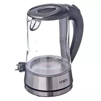 LEBEN Чайник электрический 1,7л, 1850Вт, скрытый нагр.элемент, стекло, LED 475-119