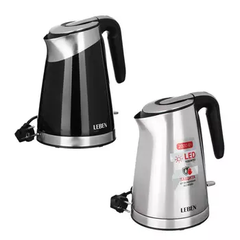 LEBEN Чайник электрический 1,7л, 2000Вт, скрытый нагр.элемент, нерж сталь 291-080