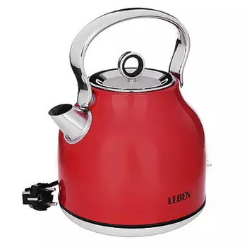LEBEN Чайник электрический 2,0л, 2200Вт, нерж. сталь, красный 291-081