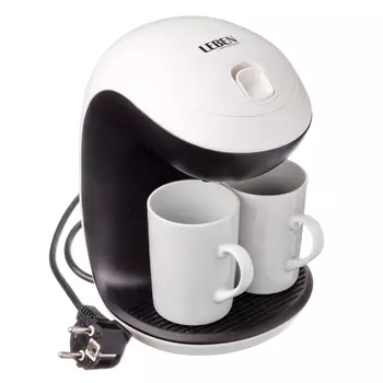 LEBEN Кофеварка капельная 350Вт, две керамические чашки 0,3л 286-021