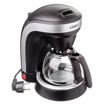 LEBEN Кофеварка капельная 650Вт со стеклянной колбой 0,6л 286-022