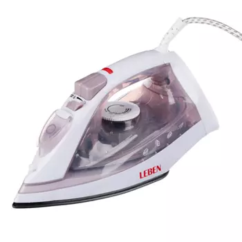 LEBEN Утюг с отпаривателем 1600 Вт, подошва - тефлон, бежевый 249-025